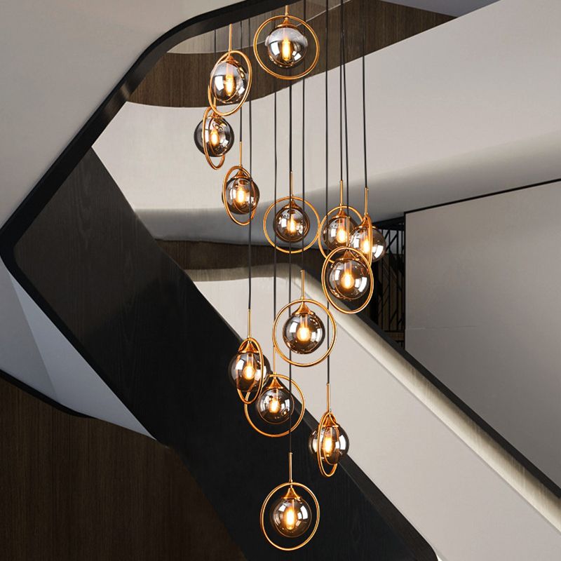 Spiral Ambient Glass Pendant Lamp for Staircase